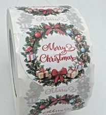 Heyfibro 500 Pcs 1.5 Inch Merry Christmas Stickers for Gift Wrapping and Cards