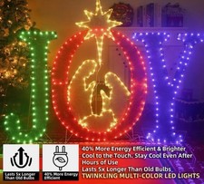 Star free 49  JOY Nativity Lighted LED Christmas Yard Sign Outdoor Decor - NEW