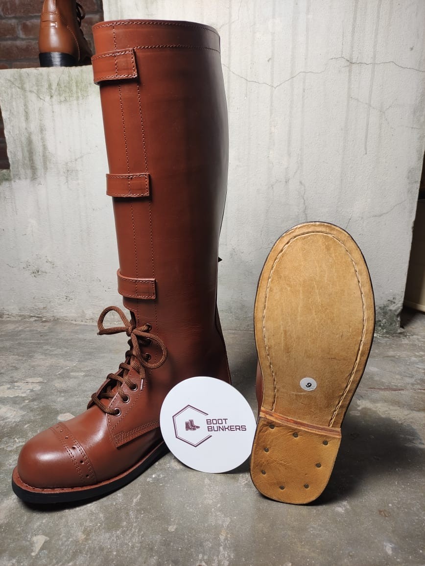 SAOLA STIVALI FURY US CAVALRY 3 FIBBIE CON SUOLA IN PELLE. STIVALI ARTIGIANALI US M 1940