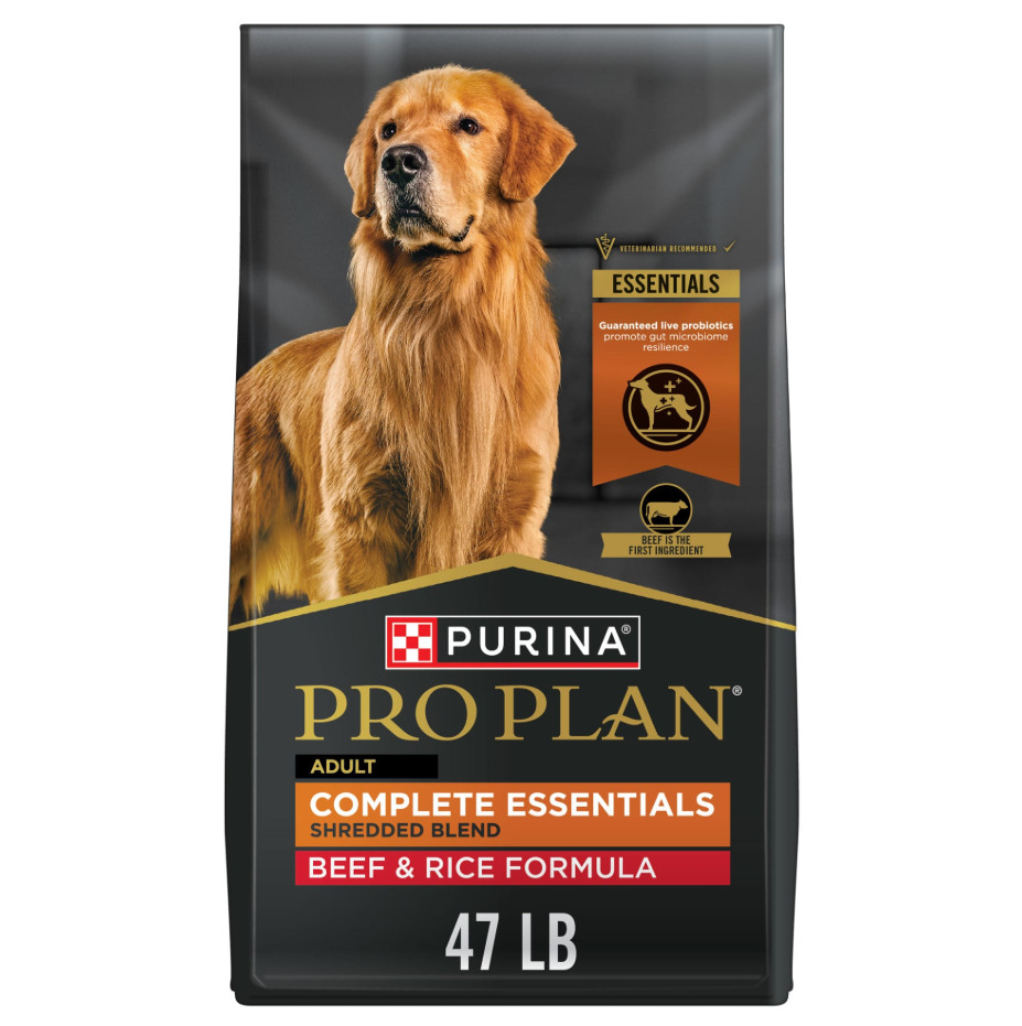 Purina Pro Plan Adult Shredded Blend Beef & Rice Formula Dry Dog Food, 47-lb bag