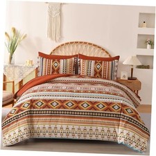Size Comforter Set Boho,Bed in a Bag Striped Bedding Sets Queen Burnt Orange