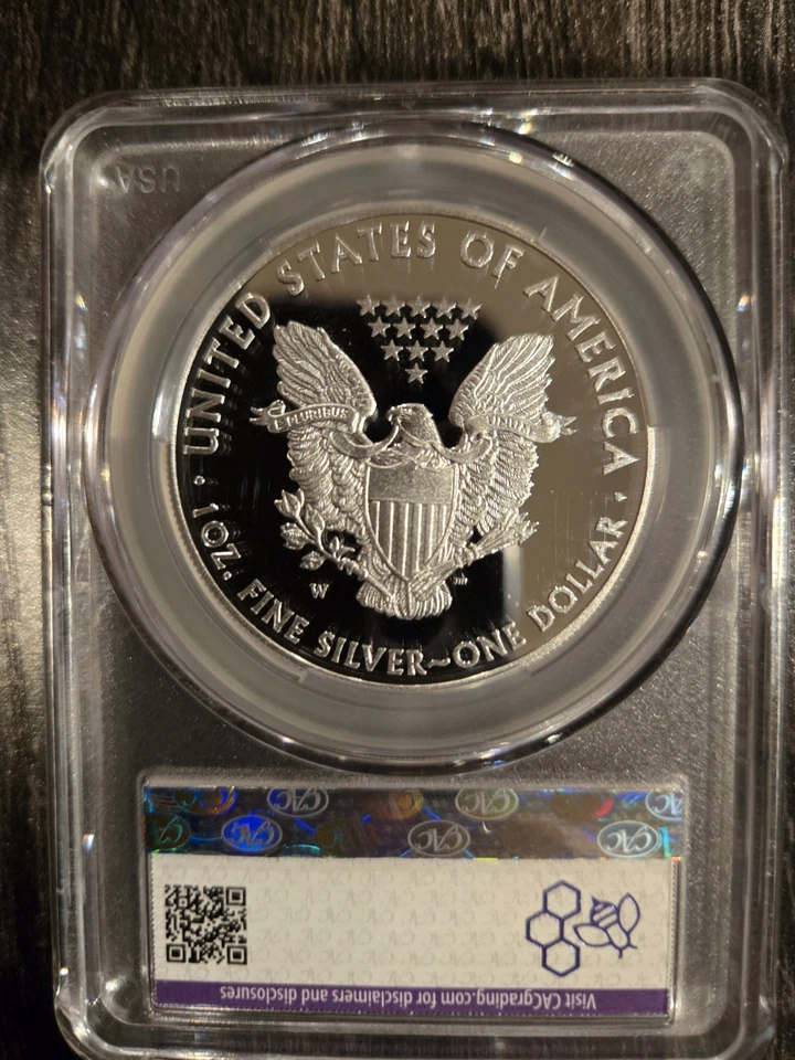 2014 W Silver Eagle CAC PR 69 DCAM American Silver Eagle - Image 2 of 2