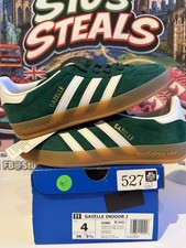 adidas Gazelle Indoor J Kids Green/White Suede Gum Sole Sneakers Size 4Y