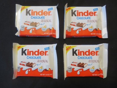 (4) Count Lot Kinder Milk Chocolate Treat with Creamy Milky Filling Bars 1.8 Oz
