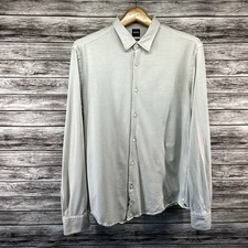 Hugo Boss Reid F Shirt Mens XL White Slim Fit Soft Business Casual Long Sleeve