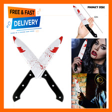 2PCS Halloween Prop Knife Blood Plastic Fake Knife 12 Inch Horror Prank, Costume
