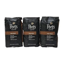 3-PACK Peet's Coffee Dark Roast Whole Bean Major Dickason’s Blend 18oz (1LB 2oz)