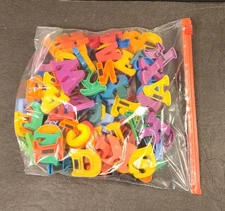 1 Pound VTG Lot Mixed Colors And Sizes Plastic Magnetic Fridge Alphabet Numbers