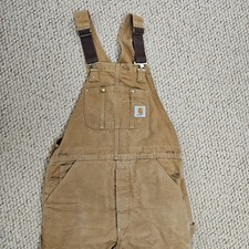 Vintage Carhartt Overalls Men's 34x34 Duck Insulated Faded Distr Bib Double Knee