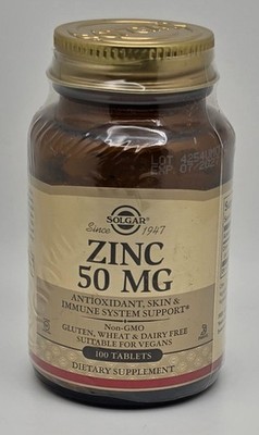 Solgar Zinc 50 mg, 100 Tablets - Zinc for Healthy Skin, Taste & Vision - Immune 