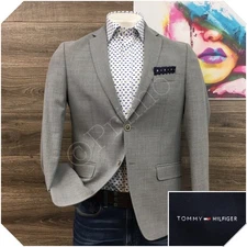 TOMMY HILFIGER Mens Blazer Sport Coat Casual Jacket Size 42R Hopsack Wool Suit