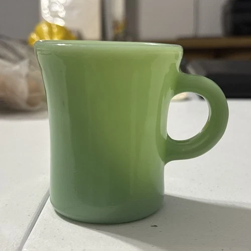 Vintage Jadeite Fire King C Handle Mug Extra Heavy Oven Restaurant Ware