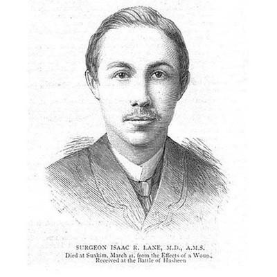 Militärchirurg Isaac R Lane im Sudan getötet - antiker Druck 1885