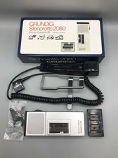Vintage Grundig Stenorette 2080 Diktiergerät + Mikrofon Steno Cassette 30 OVP
