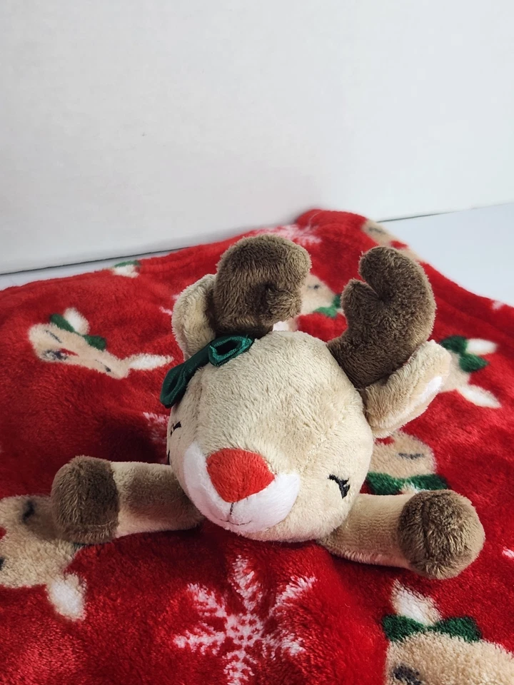 HB Hudson Baby Rudolph Reindeer Security Blanket Lovey Red Nose Christmas 14” - Image 4 of 4