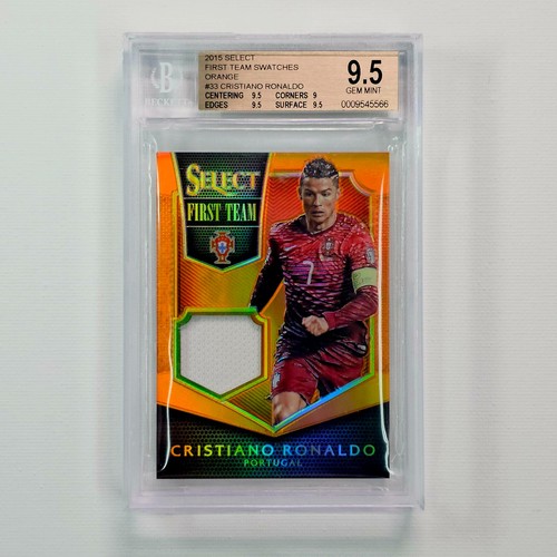 2015 Select Cristiano Ronaldo First Team Swatches Orange Prizm /149 BGS 9.5