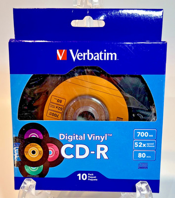 Verbatim Digital Vinyl CD-R 10 Pack 700MB 52X 80 Min Blank Recordable Discs