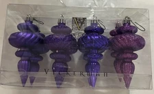 Vickerman 4" Purple Passion Finial Christmas Ornaments 8 Count