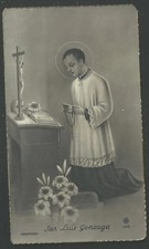 Tarjeta Santa Antigua de San Luis Gonzaga Santino Imagen Pieuses Estampa
