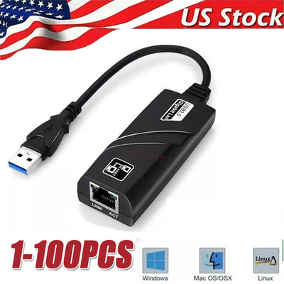USB 3.0 Gigabit Ethernet LAN RJ45 1000Mbps Network Adapter For Windows PCMac LOT