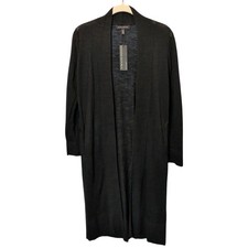 NWT Banana Republic Womens Sz XS Petite Black Longline Linen Blend Open Cardigan