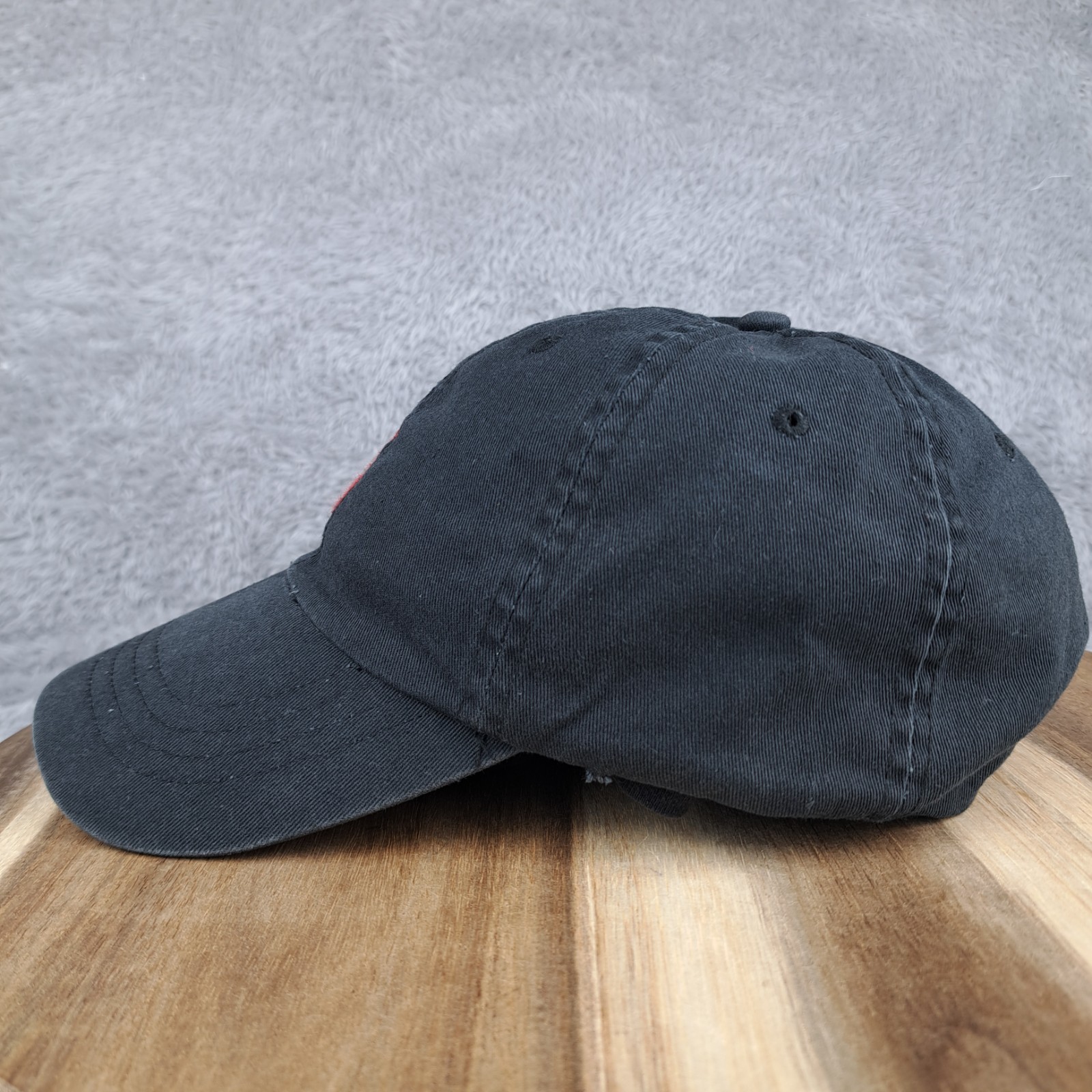 Cappello vintage Polo Ralph Lauren berretto pelle strapback nero rosso piccolo pony casual