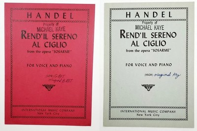 Handel Rened'il Sereno Al Ciglio Sheet Music For Voice & Piano (High & Low)