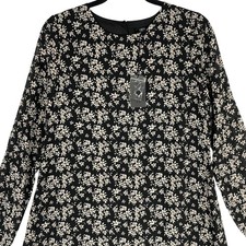 Lucca Los Angeles Black Floral Long Sleeve Mini Dress - Women's Size S