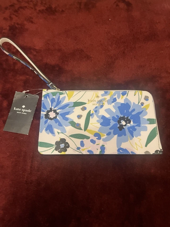 Nueva Cartera Continental Grande Floral Festiva Kate Spade Madison Azul Crema Multi Foto 2 de 4