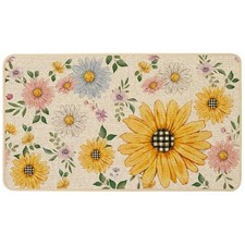 Spring Doormat Flowers Floral Welcome Door Mat Rug for Floor 17x29 inch Daisy