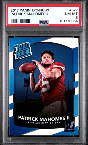 2017 PANINI DONRUSS #327 PATRICK MAHOMES II ROOKIE RC PSA 8