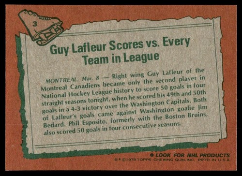1978-79 Topps Guy Lafleur Montreal Canadiens #3 - Picture 2 of 2