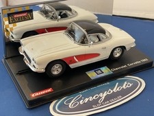 NEW 1/24 SCALE 1962 CARRERA EXCLUSIV CORVETTE ROADSTER 20486 WHITE RTR SLOT CAR
