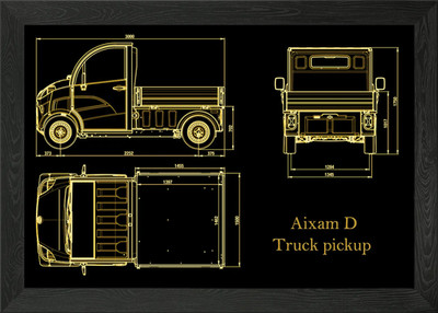 Aixam D Truck pickup gold Framed Wall Art Poster Canvas Print Picture