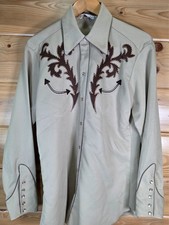 VTG 70s H Bar C Embroider Western Shirt Pearl Snap Men Large