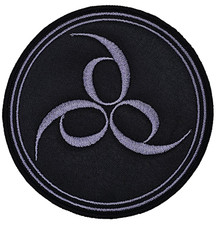666 SYMBOL GRAY circle border EMBROIDERED PATCH
