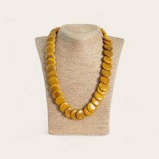 Mid Century Style Circles YELLOW Tagua Nut Necklace Natural Ecojewelry