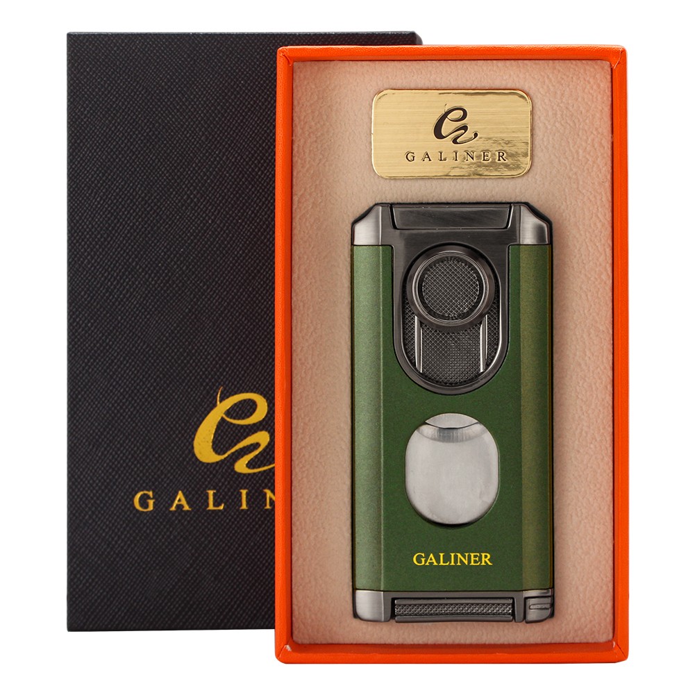 Galiner Windproof Cigar Lighter Jet Flame Torch Refillable Butane Cutter Holder