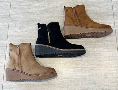 Bequeme Damen-Chelsea-Stiefelette aus Kunst-Wildleder mit Keilabsatz und seitlichem Reißverschluss