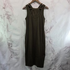 Anthropologie Dress Womens Medium Brown Rib Tla Midi Bodycon Cut Out 