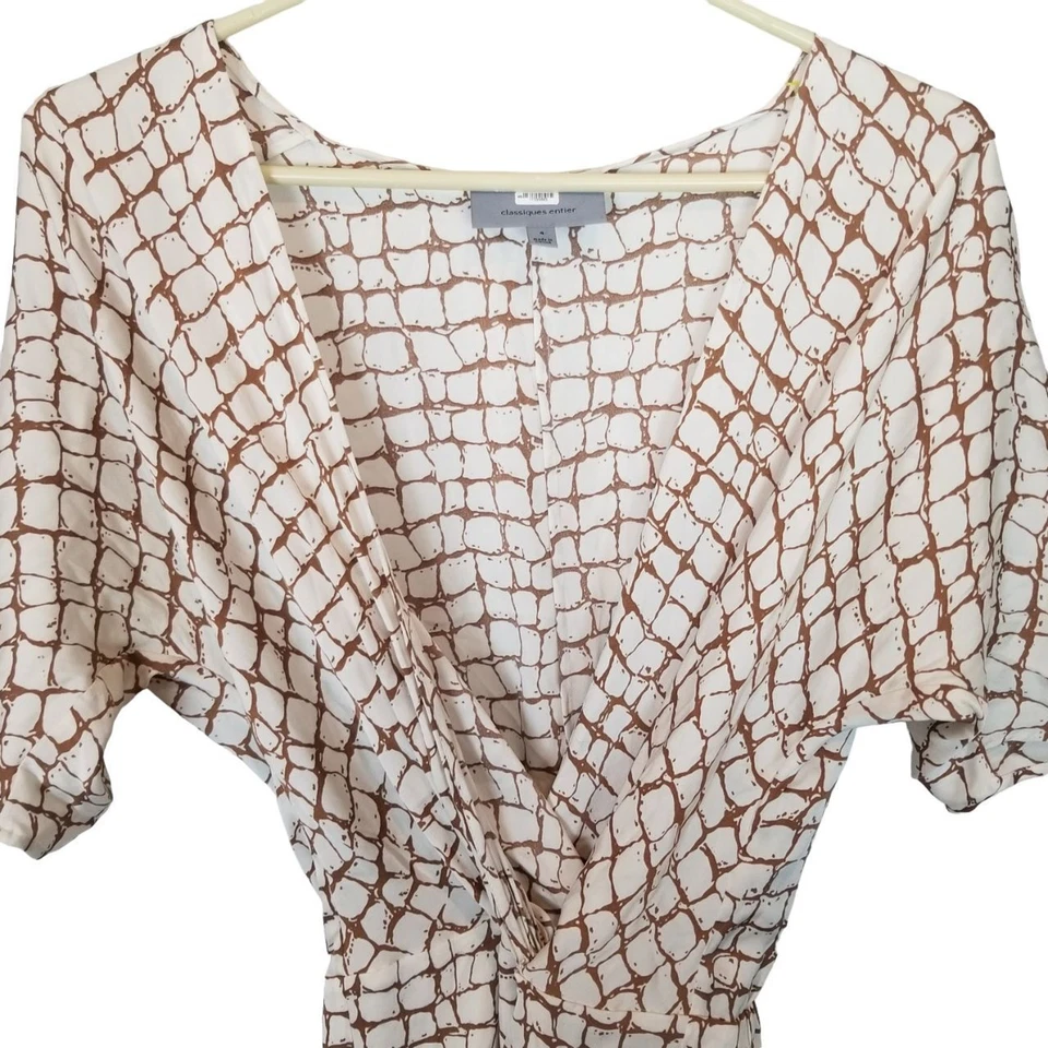 Classiques Entier Silk Dress Faux Wrap Dress Knee Length Dress Women 4 Ivory  - Image 3 of 4