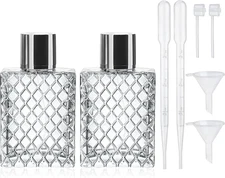 2 Pack Refillable Glass Spray Perfume Bottles 100Ml / 3.4 Oz Cosmetic Fine Mist