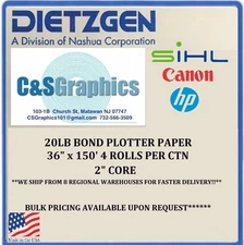 4 ROLLS 36'' X 150' 20lb Bond Plotter Paper 