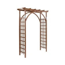 VINGLI 85in Wooden Arbor Garden Arch, Wedding Arch for Ceremony, Wood Trellis...