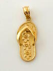 Flop Pendant Length: 1-1/16” 27mm C461-60 14K Solid Yellow Gold Lei Flower Flip