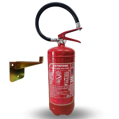 ESTINTORE A POLVERE DA 6 KG 2025 OMOLOGATO E CERTIFICATO + CARTELLO + STAFFA
