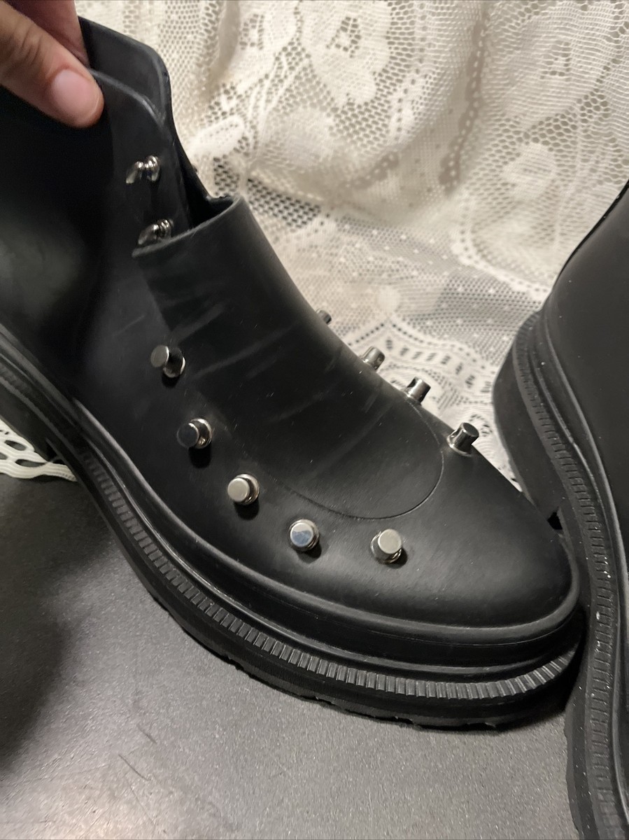Rag & Bone New York Womens Rain Boots Black Rubber Studded