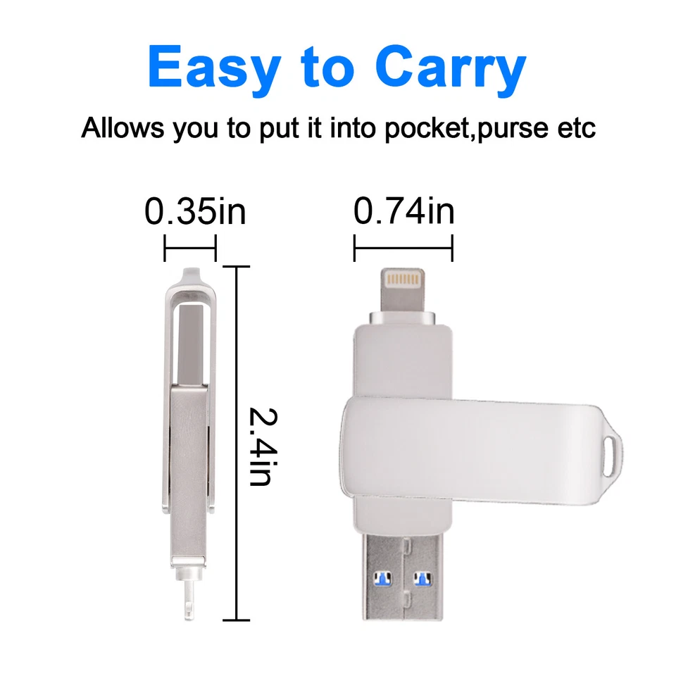 Kootion High Speed 128GB USB 3.0 128GB 3 in 1 For iphone /Cell phone/computer PC - Image 4 of 4