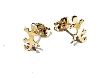 Ohrstecker Glücksbringer Gecko 18 Kt Gelbgold Schmetterling Made in Italy