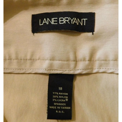 Lane Bryant Crop Pants 18 Tan Flat Front Wide Waistband Rayon Blend Womens - Picture 9 of 11
